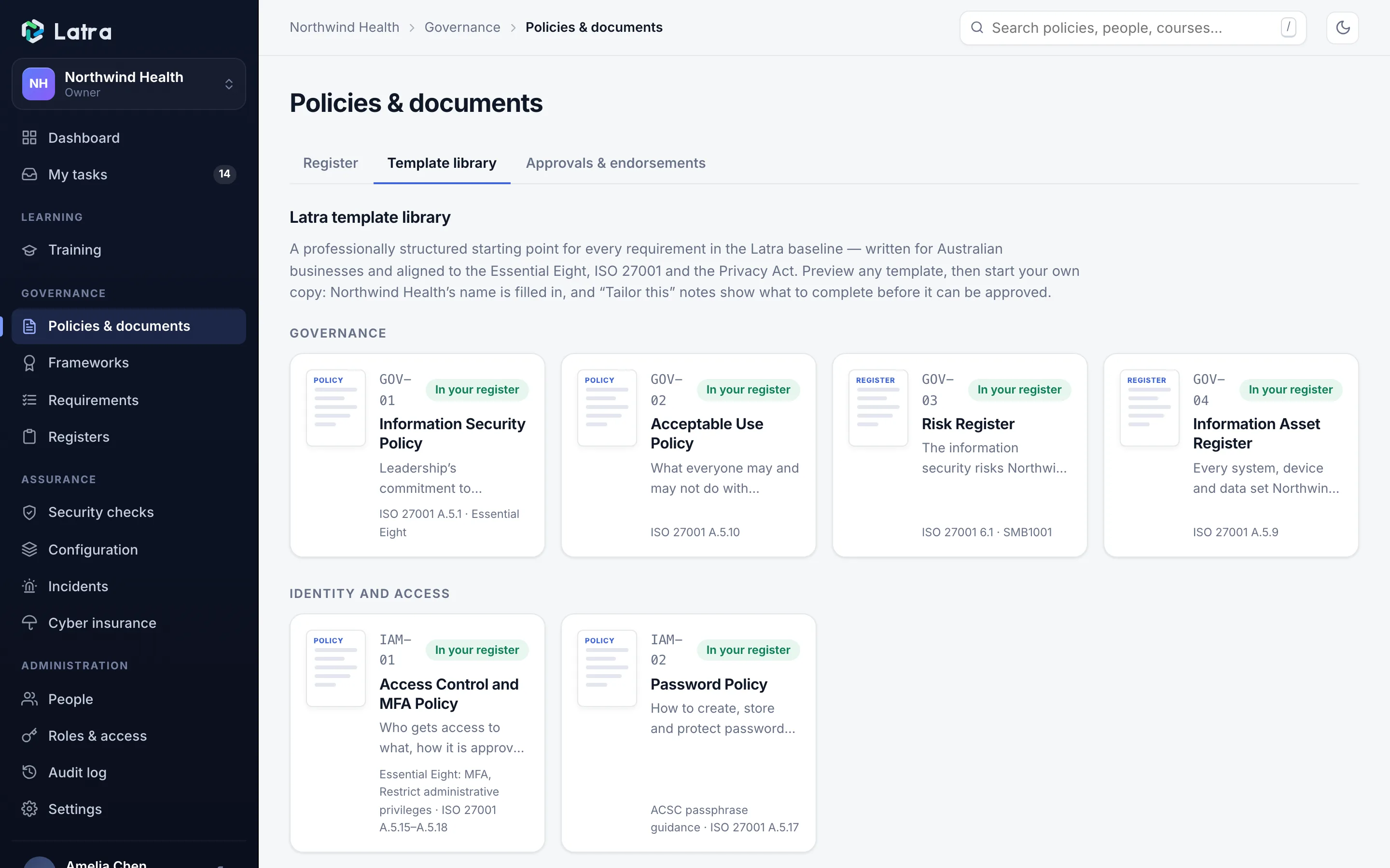 The Latra policy template gallery
